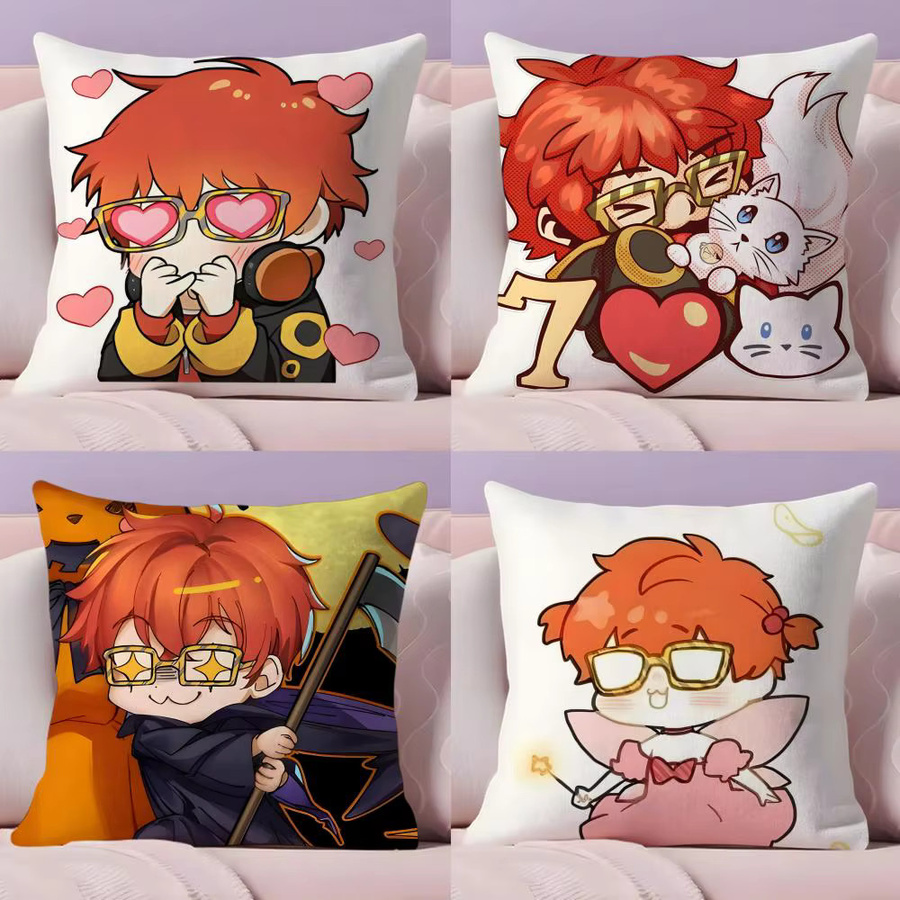 M-Mystic M-Messenger 707 Chibi Kissenbezug aus weichem Plüschstoff, schwarz und mehrfarbig, B/T/H: 30 x 30 x 0 cm - Bild 2