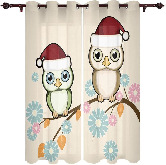 Dekorative Cartoon Eule Fenster Vorhänge von Super Six in Beige, B: 135 cm, H: 60 cm - Bild 1