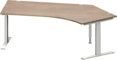 Schäfer Shop Genius Winkelschreibtisch MODENA FLEX in Eiche und Weißalu mit 135 Grad Winkel rechts, T-Fuß Rechteckrohr, Breite: 216,5 cm, Tiefe: 80 cm, Höhe: 65-85 cm - Bild 1