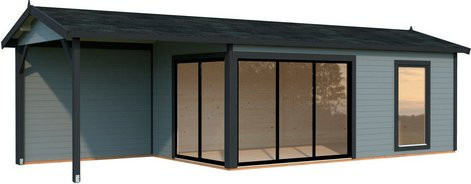 PALMAKO Gartenhaus Amanda aus Fichtenholz in Grau mit Satteldach und Fußboden, B/T/H: 917 x 340 x 280 cm - Bild 1