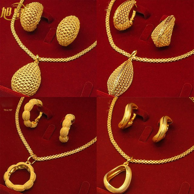 XUHUANG Schmuck-Set, Kupfer, Gold, Damen - Bild 1