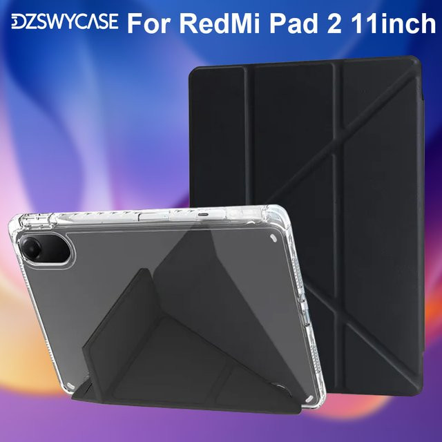 Xiaomi Y-Folding Flip Stand Hülle für Redmi Pad 2 11 Zoll 2025 mit Auto-Sleep-Funktion und Stifthalter in Schwarz - Bild 1