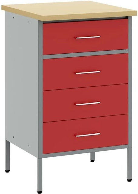 vidaXL Werkbank aus Holz und Stahl in Rot und Grau, B/T/H: 50 x 55 x 85 cm - Bild 1