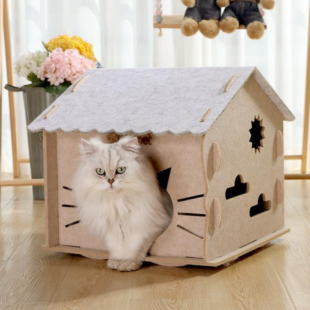 Haustierzelt von Household supplies MH als weiches Katzenbett und Winterhaus für Hunde und Katzen mit abnehmbarem Kissen in Beige - Bild 1