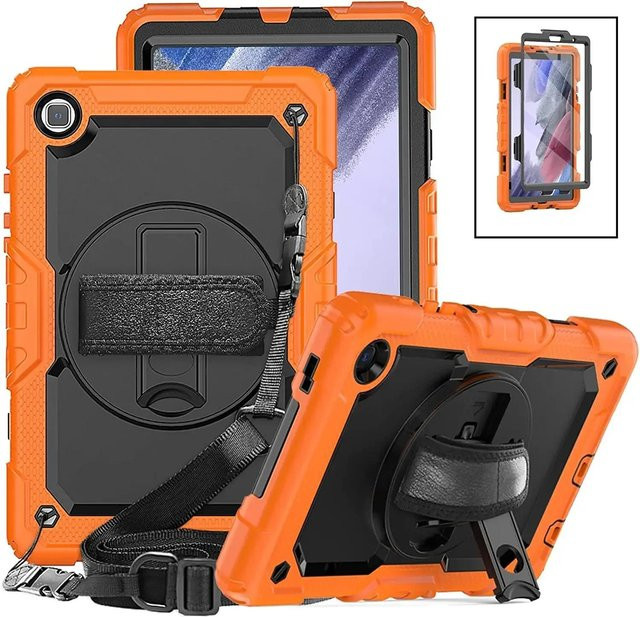 Schutzhülle für Samsung Galaxy Tab A9 8.7 SM-X110 X115 inklusive Displayschutzfolie und Griffriemen in Orange - Bild 1