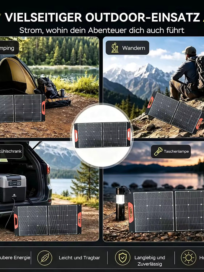 JINGYANGPV Monokristallines Solarmodul 100 Watt in Schwarz für Camping, Garten und Wohnmobil - Bild 1