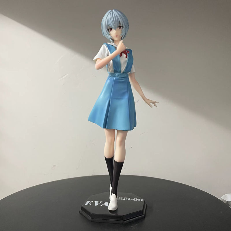 Bandai Ayanami Rei Anime Figur in Schuluniform, blaue Modellstatue aus Kunststoff zur Schreibtischdekoration - Bild 2