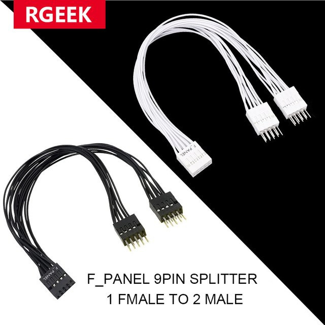 RGEEK F_PANEL Jumper Kabel Single Female auf Dual Male für PC Motherboard Netzschalter Reset HDD, 9 Pin, Weiß, Länge: 10 cm und 20 cm - Bild 1