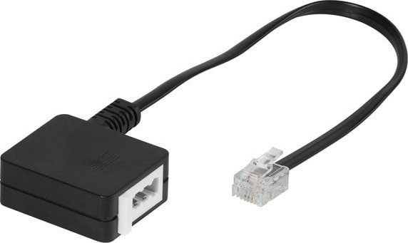 Vivanco Telefon Adapter TAE-F-Kupplung auf RJ11-Stecker 6p4c, Schwarz, 0,2 m - Bild 1