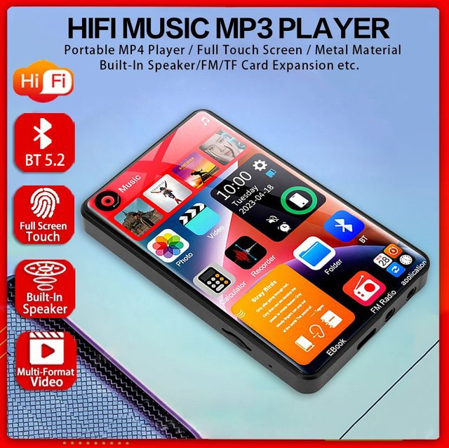 occkic MP3 MP4 Player mit 4,0 Zoll Full Touch Bildschirm, Bluetooth 5.2, 16 GB Speicher, Lautsprecher und FM-Radio in Schwarz - Bild 1