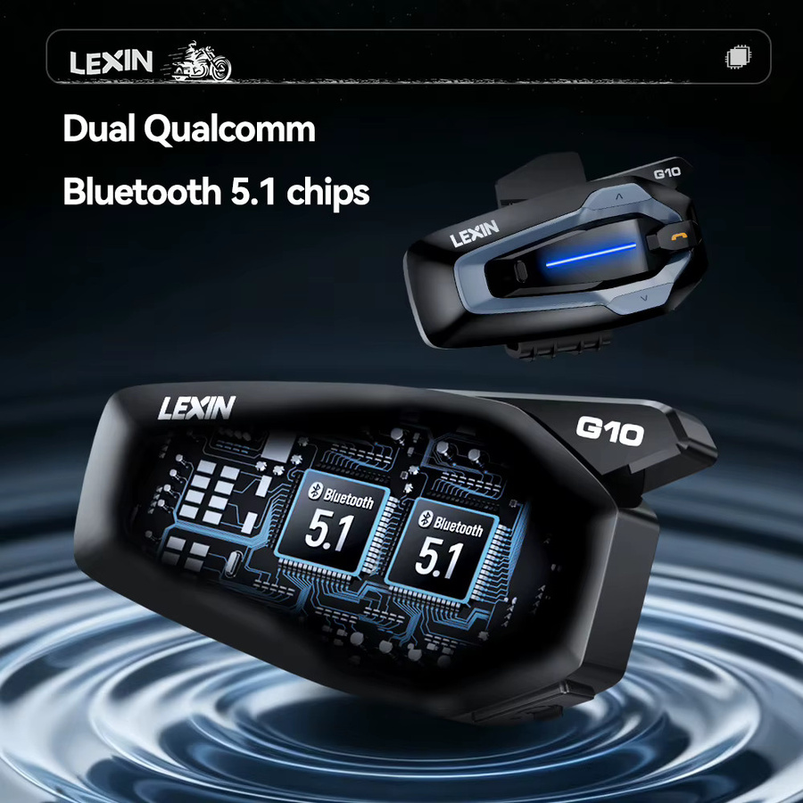 LEXIN NEW-LEXIN G10 Motorradhelm-Intercom mit Dual-Qualcomm Bluetooth 5.1 für 8 Fahrer, inklusive parallelem Audio-Intercom und Musik-Streaming, Schwarz - Bild 6