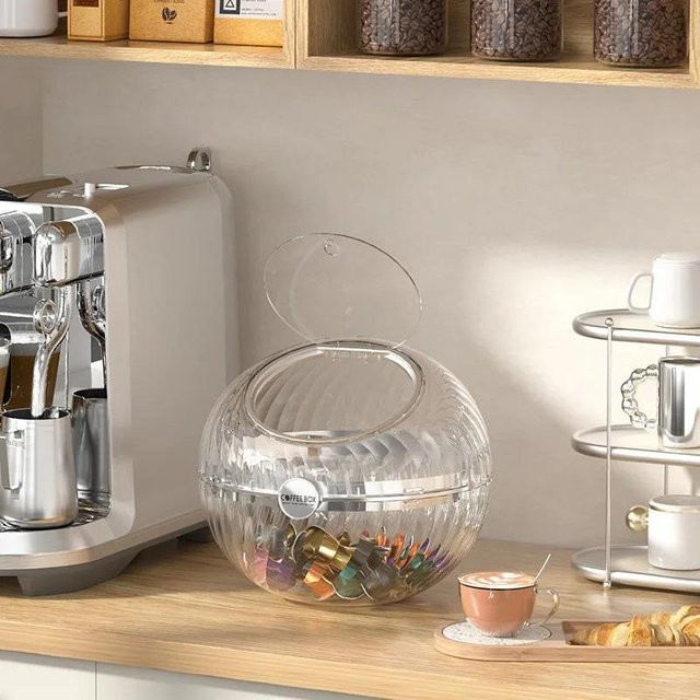 Transparente Kaffeekapsel-Aufbewahrungsbox mit Deckel für Nespresso Kapseln und Teebeutel aus Kunststoff - Bild 1