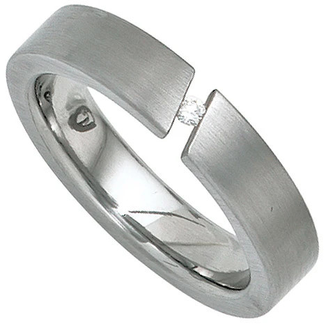 Colfem Ring Edelstahl mattiert, Diamant Brillant, Damen, Ringgröße 58 - Bild 1