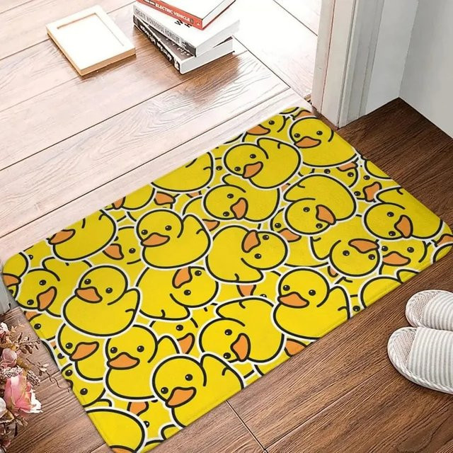 VIKAMA Badematte mit gelben Enten im Cartoon-Stil, Rechteckig, B/T: 60 x 40 cm - Bild 1