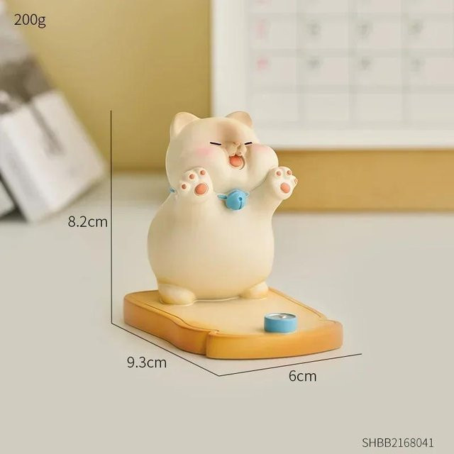 Künstlerischer Katzen Handyhalter aus Harz im postmodernen Stil als Tischornament für dein Büro oder den Schreibtisch - Bild 1