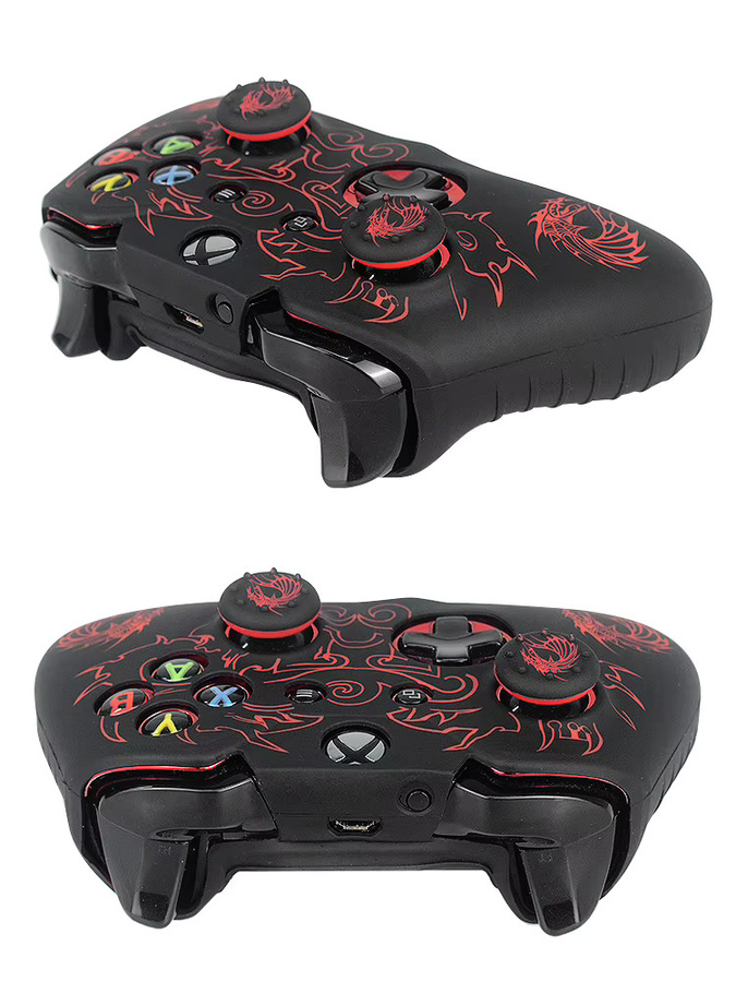 Daten Frosch Silikon Schutzhülle für Xbox One Controller mit Daumengriff in Rot und Schwarz - Bild 3