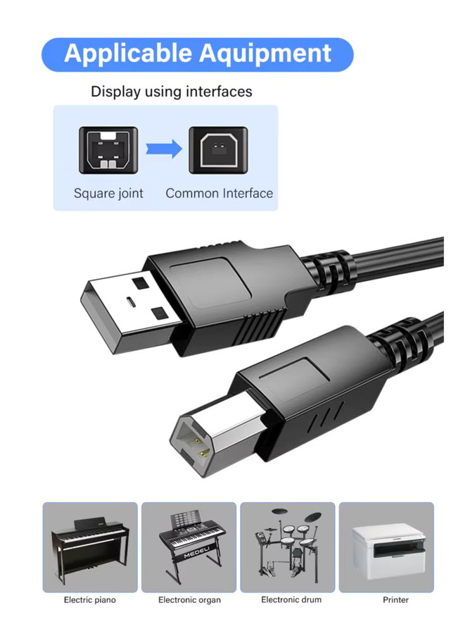 Nephy USB-C auf USB Typ B 2.0 Kabel in Schwarz für Canon Epson HP und ZJiang Etikettendrucker sowie Scanner - Bild 7