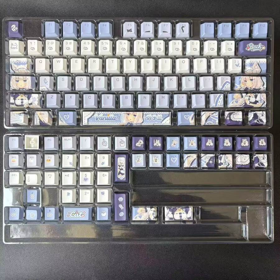 Nekopara Vanilla Cherry Profile Tastenkappen für mechanische Tastaturen, 122 Tasten, Multicolour und Transparent, Anime Sammlerstück - Bild 6