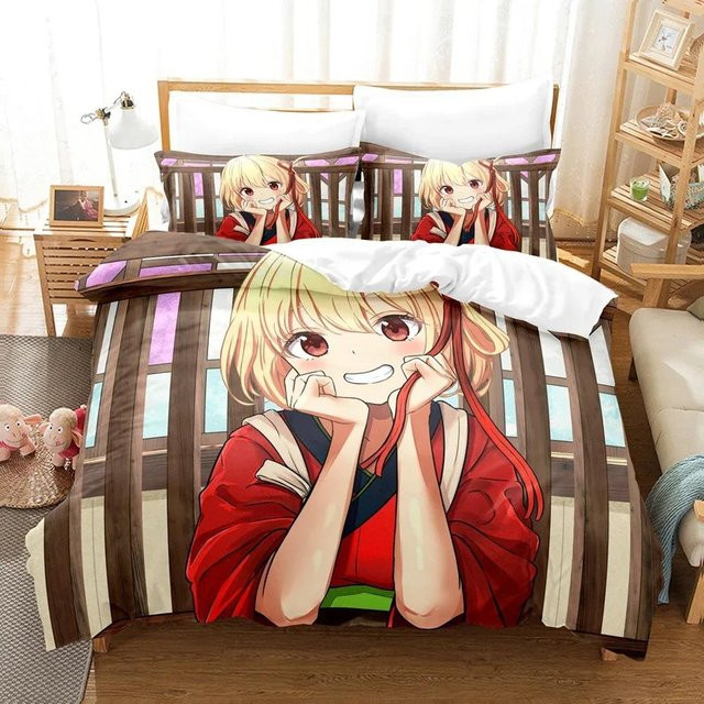 Lycoris Recoil Bettwäsche-Set mit Reißverschluss, 2-teilig, Breite: 133 cm, Länge: 200 cm (Hinweis: Da im Text nur 70x133cm steht, was für ein Bettwäsche-Set unüblich ist, wird die Angabe gemäß Originaltext als Breite: 133 cm, Höhe: 70 cm übernommen) - Bild 1