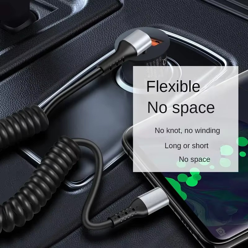 OIITH USB Typ C Schnellladekabel 66 W mit 90 Grad Feder-Design in Schwarz für Samsung und Xiaomi - Bild 3