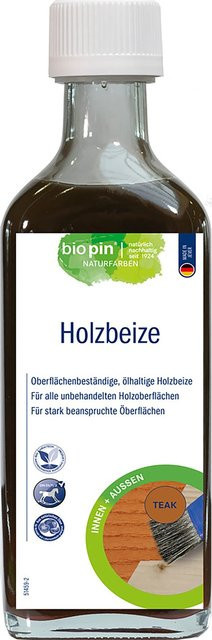 Biopin Holzbeize Teak, wasserabweisend, Lösungsmittelbasiert, Braun, 250 ml - Bild 1