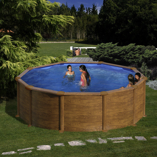 GRE Rundpool Mauritius in Holzoptik, braun, Durchmesser: 460 cm, Höhe: 132 cm - Bild 2