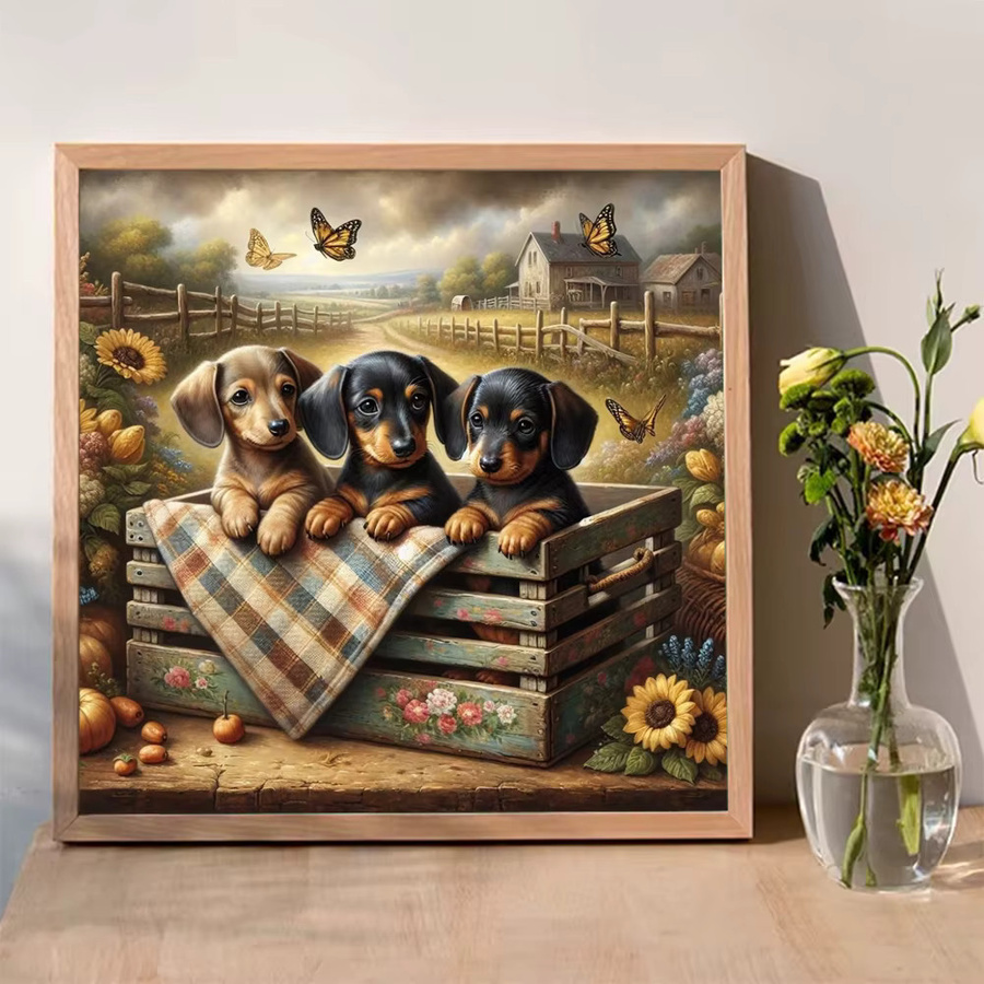 Momoart DIY Diamantmalerei Hund Motiv als Acryl Mosaik Bild in Multicolour, Durchmesser: 20 cm - Bild 3
