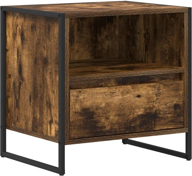 vidaXL Nachttisch im Industrial Design aus Holzwerkstoff und Metall, Farbe Grau-Braun, B/T/H: 50 x 39,5 x 50 cm - Bild 1