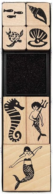 Rico Design Paper Poetry Stempelset Mermaid in Schwarz - Bild 1