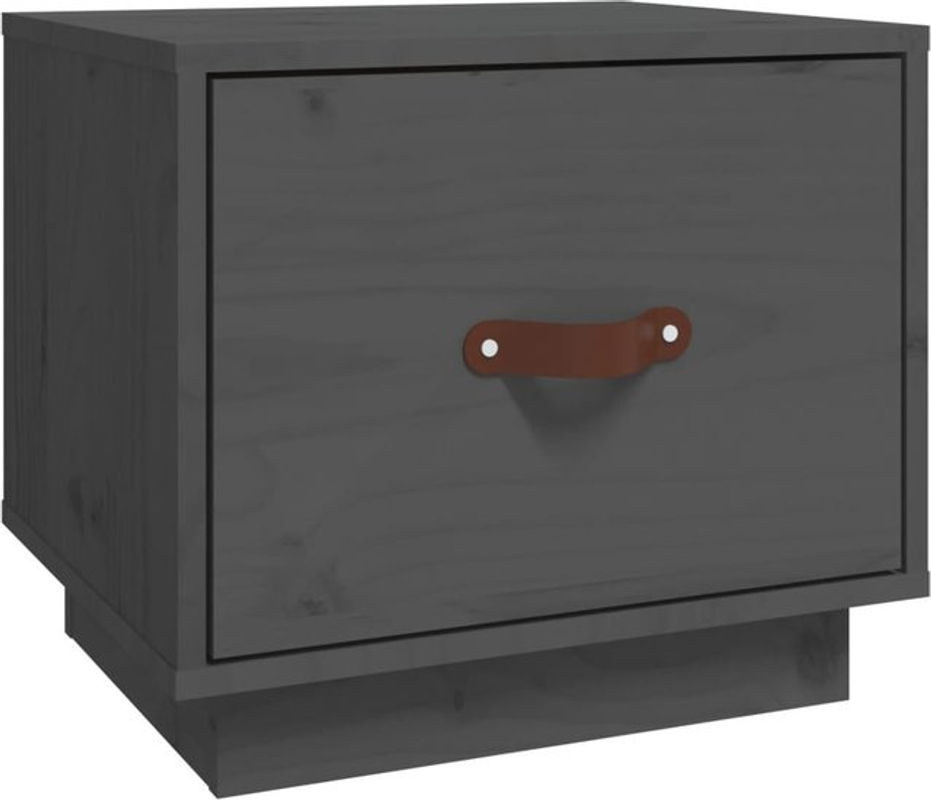 Nachttisch aus Massivholz Kiefer in Grau von vidaxl, B/T/H: 40 x 34 x 35 cm - Bild 1