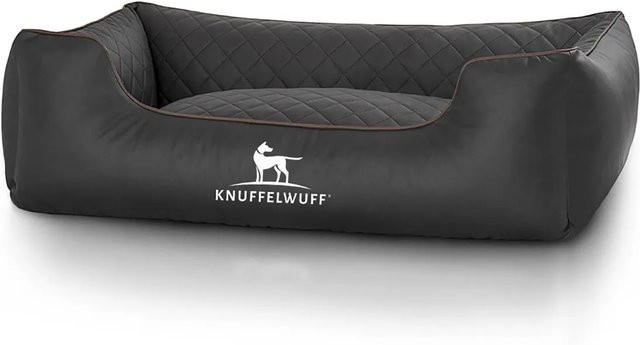 Knuffelwuff Hundebett Milan Sofa aus Kunstleder in Schwarz, Größe M-L, Breite: 85 cm, Tiefe: 63 cm - Bild 1
