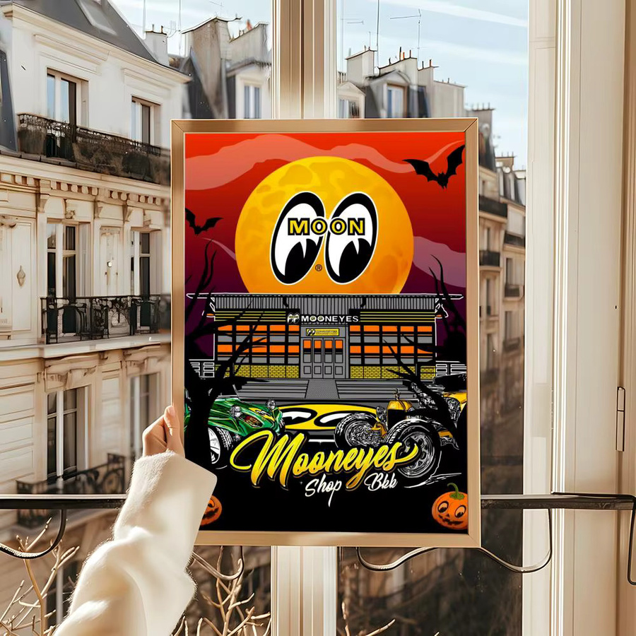 MOONEYES Vintage-Auto Poster dekorative Wandkunst in Schwarz ohne Rahmen B: 15,0 cm, H: 20,0 cm, T: 15,0 cm - Bild 4