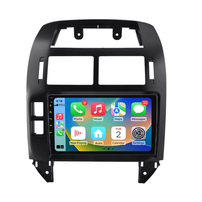 Junsun Android 15 Autoradio für VW Volkswagen Polo Mk4 2001-2011 mit 9 Zoll IPS-Bildschirm, kabelloses Apple CarPlay, Stereo-Multimedia-Videoplayer in Schwarz - Bild 6
