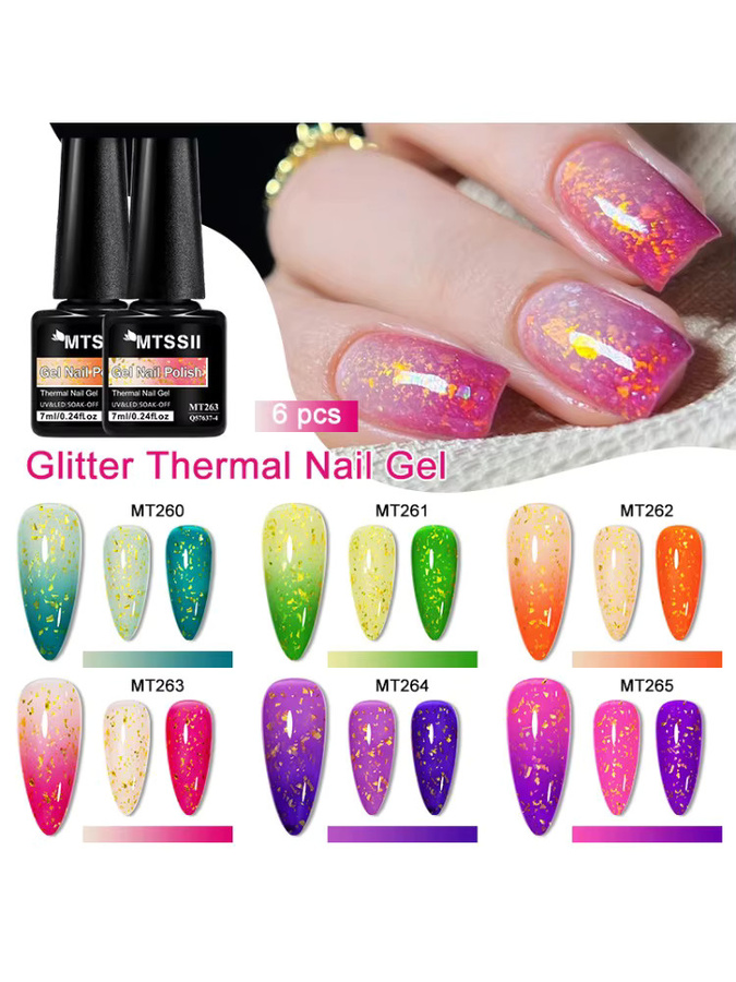Mtssii MT262 Glitter Thermal Gel Nagellack, 7 ml, Farbwechsel - Bild 7
