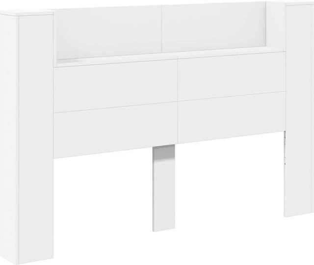 vidaXL Kopfteil-Schrank mit LED und Regal in Weiß, B: 160 cm, T: 16,5 cm, H: 103,5 cm - Bild 1