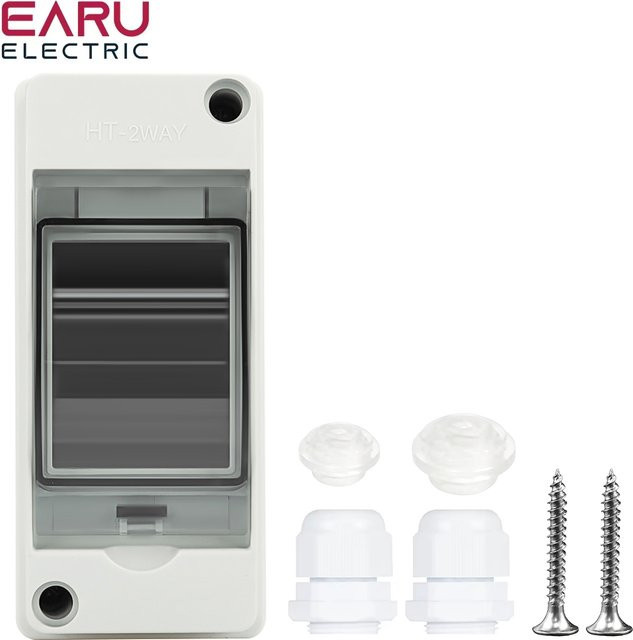 EARU HT-2 Wasserdichter Verteilerkasten IP65 mit 2-Wege-Installation aus weißem PC-ABS-Kunststoff für Outdoor-Elektro-MCB und Solar-Anschlüsse - Bild 1