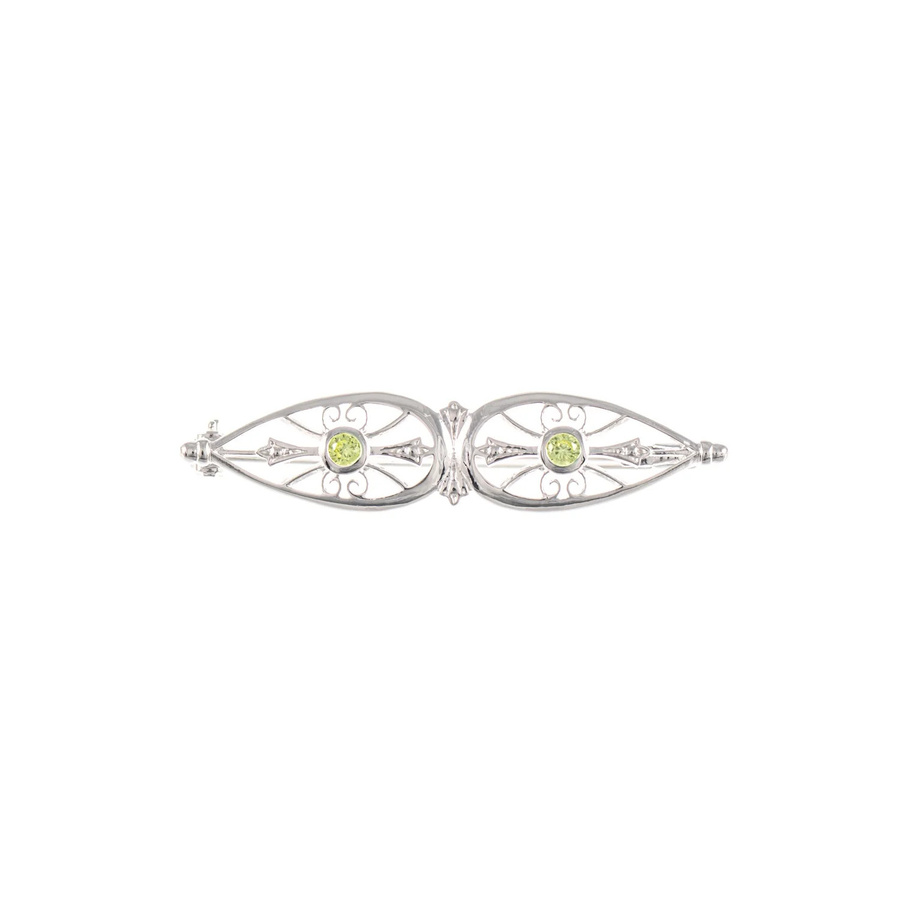 Brosche 925 Silber, Zirkonia, hellgrün, Unisex - Bild 1