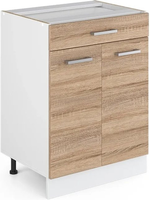 Vicco Küchenunterschrank R-Line Sonoma in Holzoptik mit Schubladen und Türen, B/T/H: 60 x 46 x 81,6 cm - Bild 1