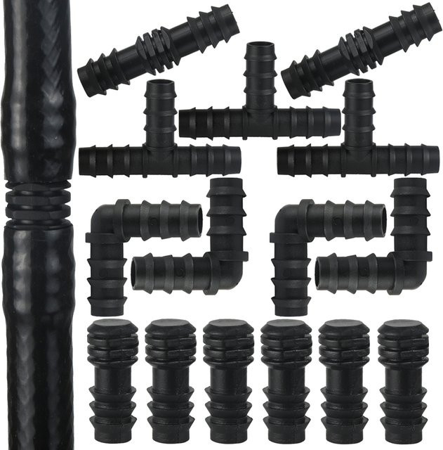 10 Stück Bewässerungswasserschlauchtülle T-Stück als Schnellkupplung für dein Garten-Tropfsystem, 16 mm, Schwarz - Bild 1