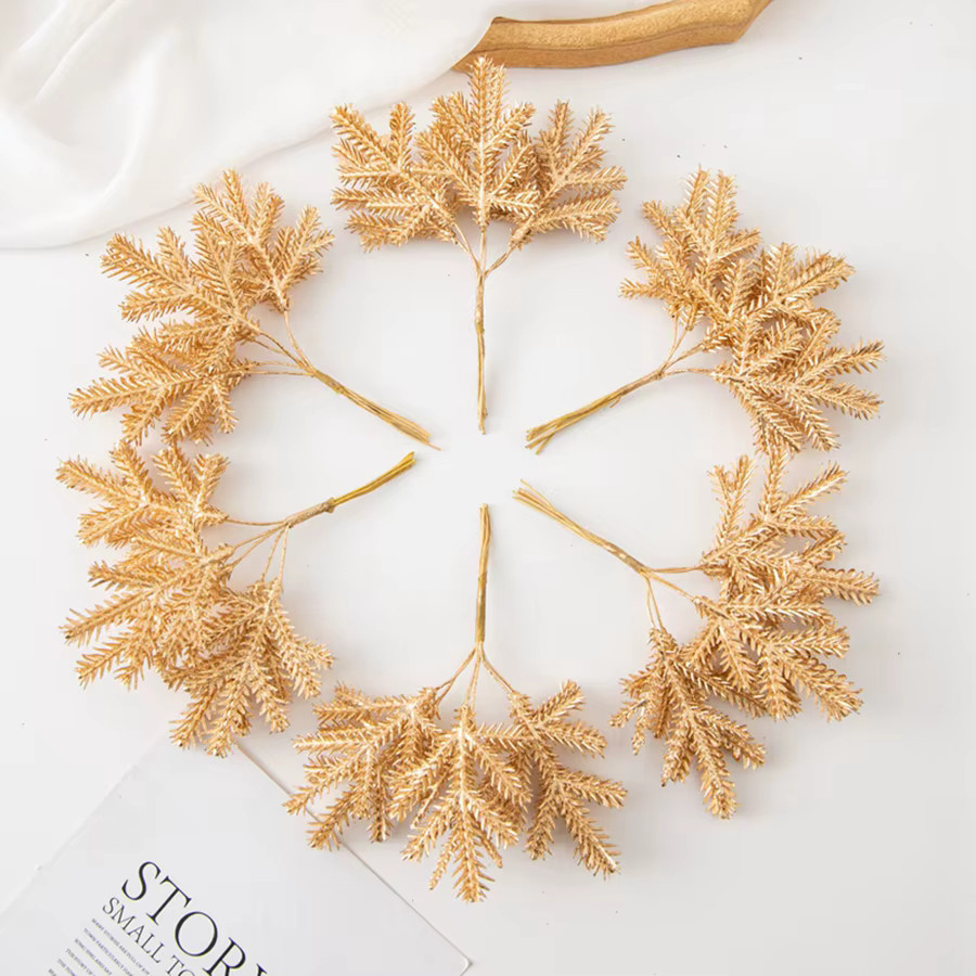 ZQCY Künstliche Pflanzen Goldene Zweige mit Frost für Weihnachtsdeko und Hochzeitsdekoration - Bild 1