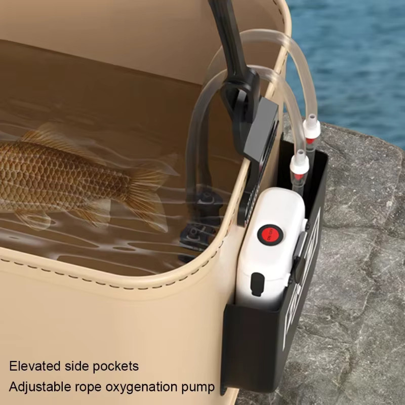 Klappbarer Eimer XMSJ in Beige, tragbarer Camping- und Angeleimer mit ergonomischem Griff, 13 l oder 8 l - Bild 3