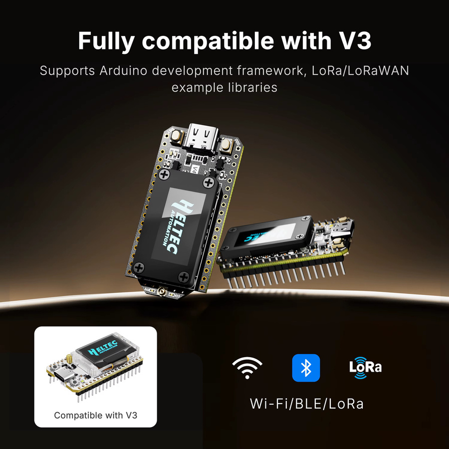 Heltec WiFi LoRa 32V4 Entwicklungsboard mit OLED-Display, ESP32-S3 und SX1262 Chip für Meshtastic IoT-Geräte, WiFi und Bluetooth, Schwarz - Bild 2