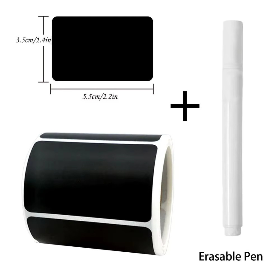 Yuerosa Store Tafelaufkleber Set in Schwarz mit abnehmbaren Etiketten und löschbarem Stift, 120 Stück, wasserdicht, B: 3,56 cm x H: 5,59 cm - Bild 6