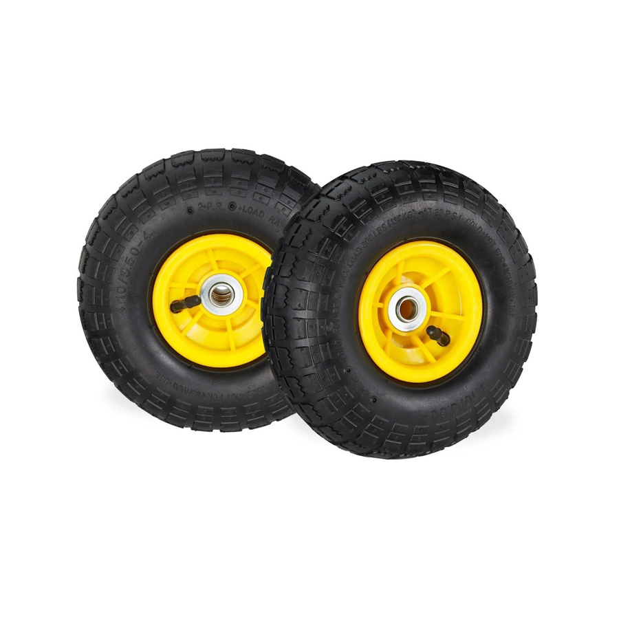 Relaxdays Sackkarrenrad 2er Set luftbereift aus Gummi und Kunststoff in Schwarz Gelb, Durchmesser: 26 cm, Breite: 8,5 cm - Bild 2