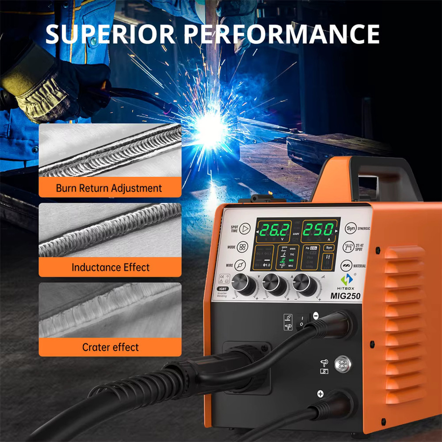 HITBOX 6-in-1 Aluminiumschweißgerät 250A MIG/MMA/WIG IGBT Inverter in Orange - Bild 4