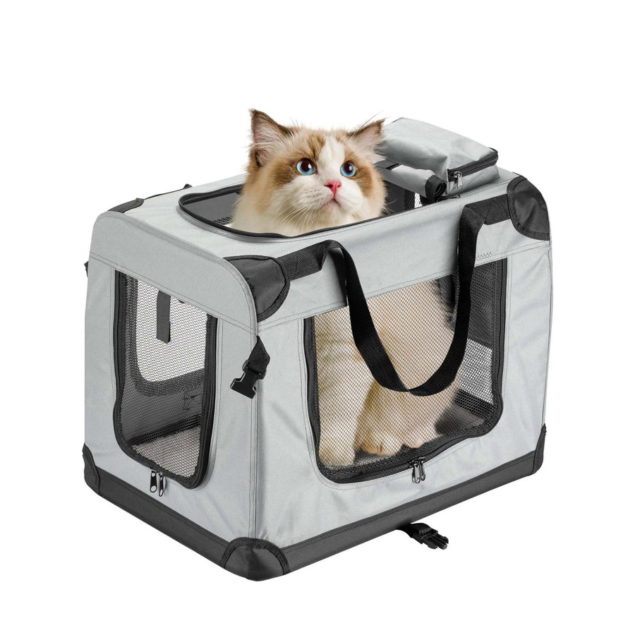 Fudajo Transportbox für Hunde und Katzen, faltbar, Grau, B/T/H: 60 x 42 x 44 cm - Bild 2