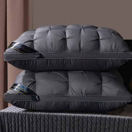 Hilton Nackenstützkissen mit Twist-Muster aus Federseide, Medium, Dunkelgrau, 900g