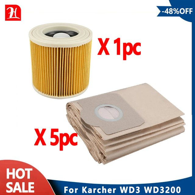 HEPA-Filter für Karcher Staubsauger WD2250 WD3.200 MV2 MV3 WD3 WD2 Ersatzfilter und Zubehör - Bild 1