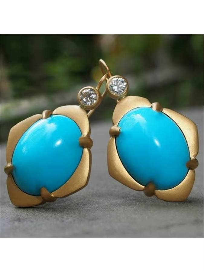 YoYo Ohrringe, Gold, Türkis, Damen, Vintage - Bild 3