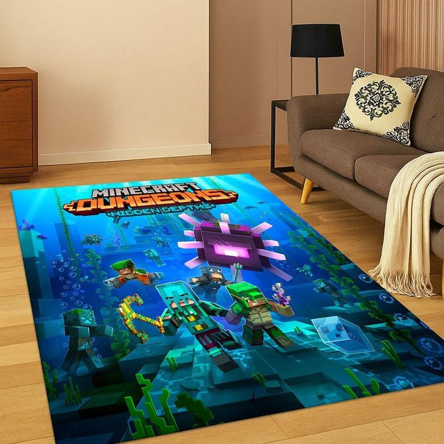 WEN-july Cartoon Pixelspiel Teppich für Kinder, rutschfester und waschbarer Polyester Teppich für Wohnzimmer, Schlafzimmer und Kinderzimmer, B/T: 80 x 120 cm, Mehrfarbig - Bild 1